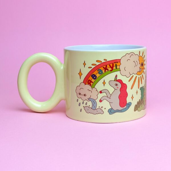 Чашка «я в ахуї» з єдинорогом - 400мл лимонна